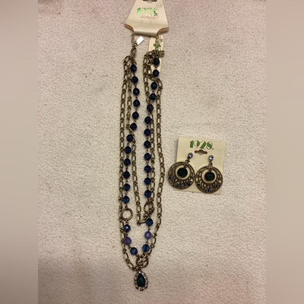 1928 jewelry I Got The Blues Necklace And Earrings